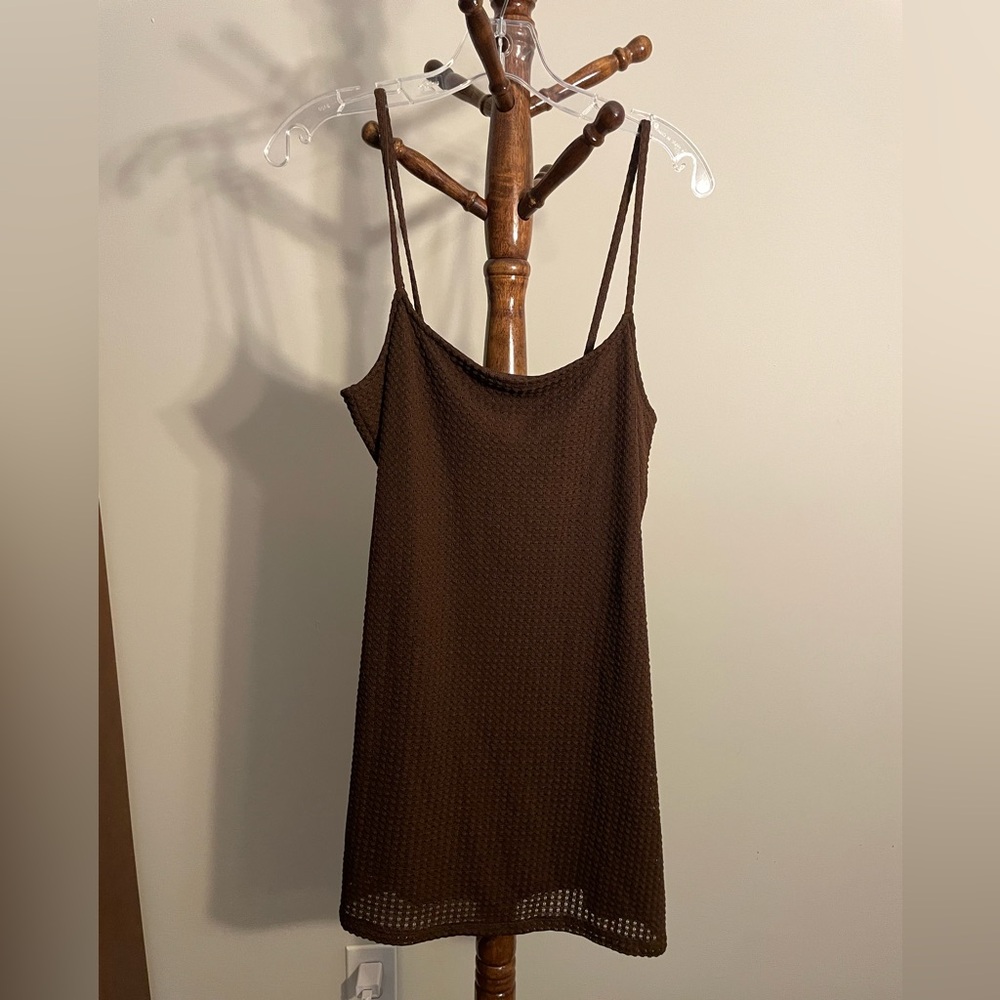Brown Sleeveless mini dress